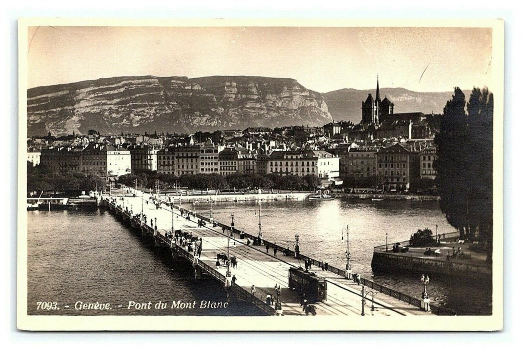 Vintage Postcard RPPC Geneve Geneva Pont du Mont Blanc Switzerland G16