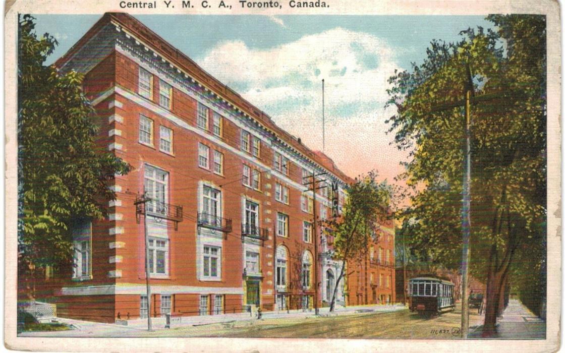 Postcard Canada Toronto Central YMCA Outside View Trolley