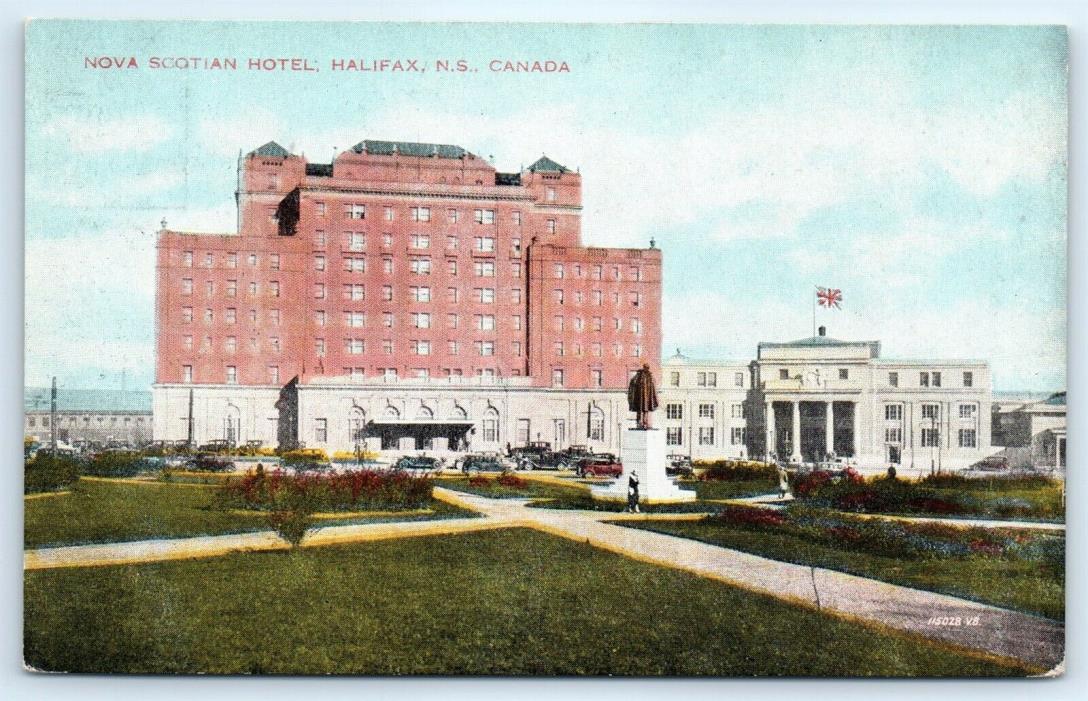 Postcard Canada Halifax Nova Scotian Hotel Vtg View Old Cars D8