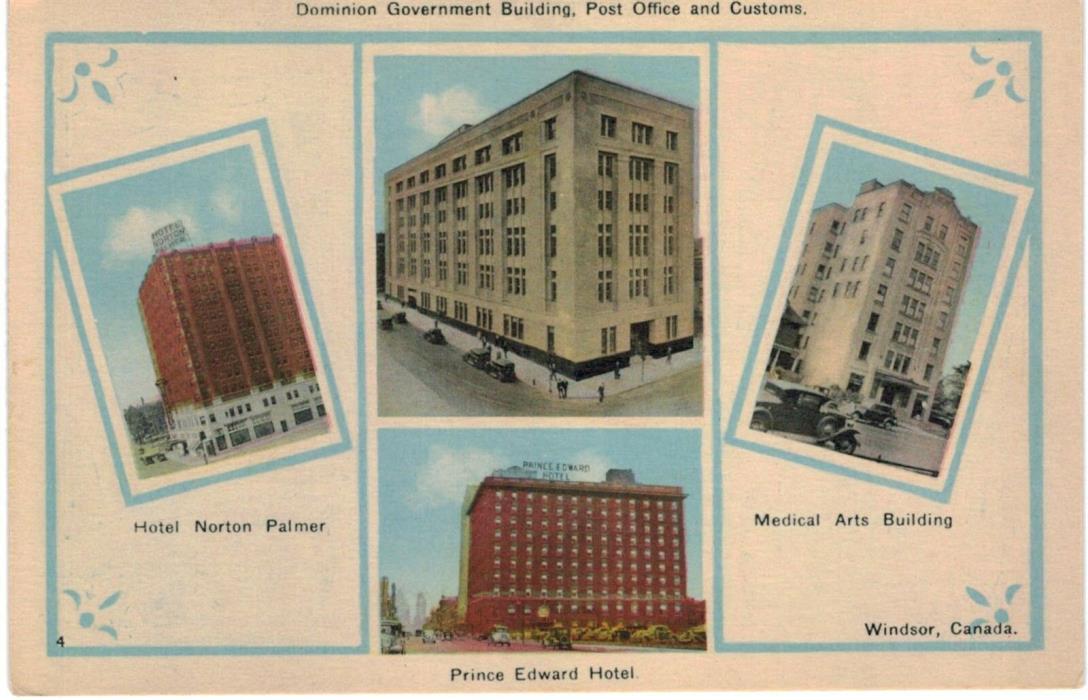 Postcard Canada Windsor Ontario Dominion Government Building Post Office Customs