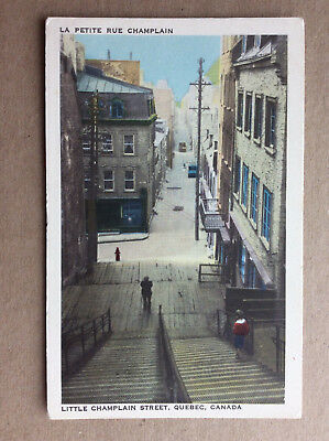 La Petite/Little Rue Champlain Street Quebec Canada Vintage Postcard Unposted