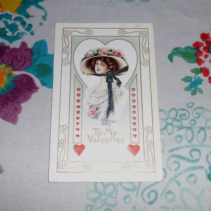 1900's Fancy Embossed Circulated Canadian Kathryn Elliott Valentine Postcard
