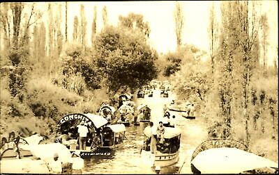 Xochimilco Mexico ~ RPPC real photo ~ Floating Gardens near Mexico City
