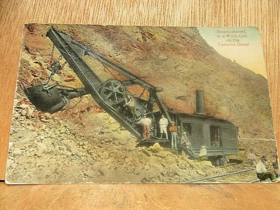 Panama Steam Shovel in a Rock Cut on the Panama Canal postcard