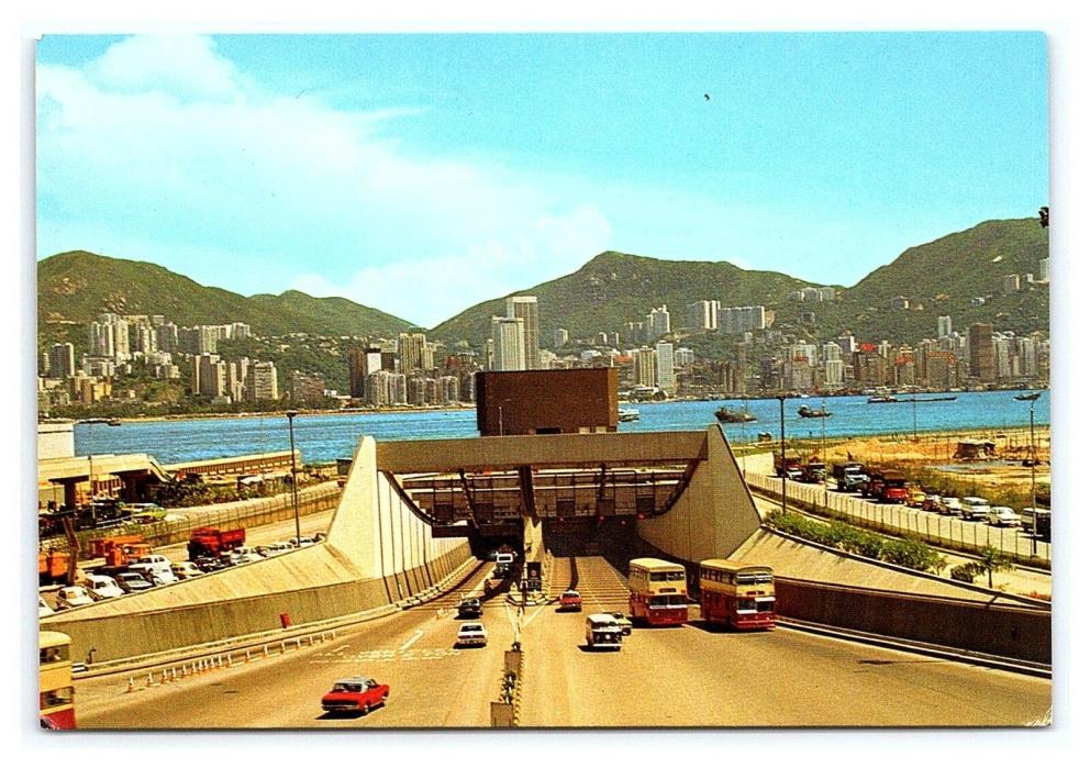 Vintage Postcard Harbour Tunnel Hong Kong to Kowloon China D11