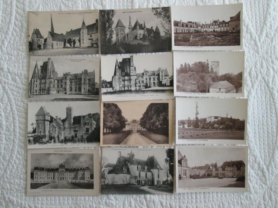 Lot of 50 c1920s/30s Chateaus in France postcard views - variety! no chrome