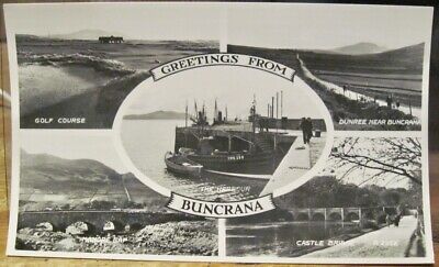 Irish Postcard BUNCRANA Donegal Multiview RPPC Harbour Dunree Ireland M Joyce
