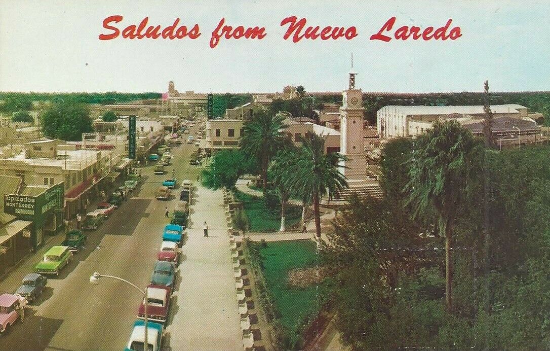 Nuevo Laredo Tamaulipas Mexico Looking Down Guerrero Avenue Vintage Postcard