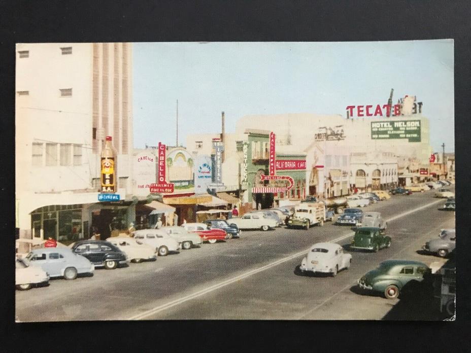Main Street Avenida Revolution Tijuana Mexico Old Cards Vintage Postcard Unused