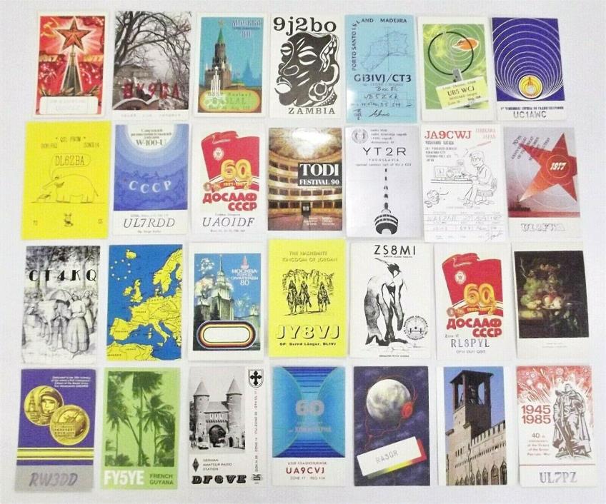 Junk Journal Ham Radio Cards Vintage Craft 28 Postcards Worldwide # 304HRPL