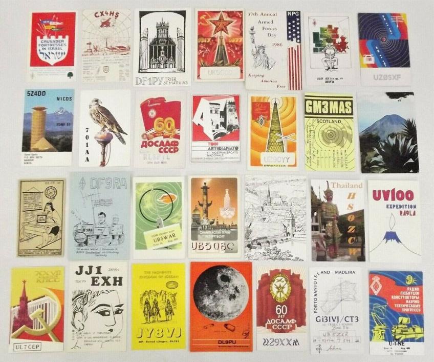 Junk Journal Ham Radio Cards Vintage Craft 28 Postcards Worldwide # 303HRPL