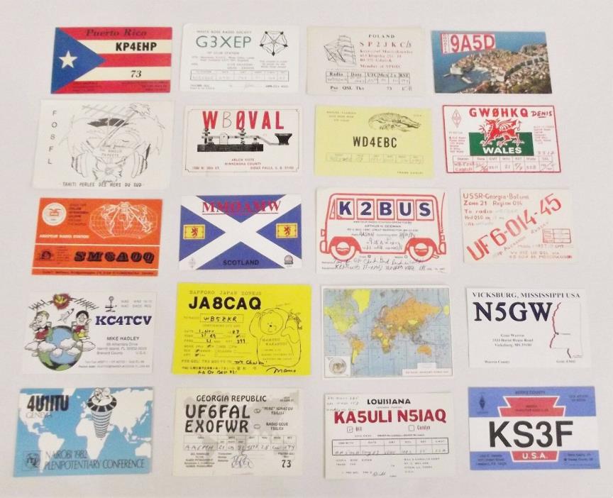 Ham Radio QSL Cards Vintage 100 Mixed Lot Postcards? International & USA #204HRL