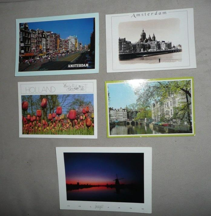 Holland Amsterdam Scenery Postcards Unused Vintage Cards Lot of 5