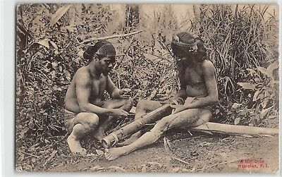 VINTAGE POSTCARD  PHILIPPINES  1910  BAGUIO   TRIBE  MUSICIAN
