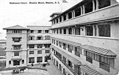 VINTAGE POSTCARD   PHILIPPINES MANILA HOTEL ENTRANCE