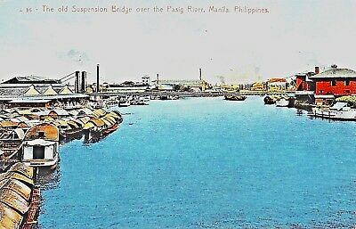 VINTAGE POSTCARD PHILIPPINES  SUSPENSION BRIDGE(NAGTAHAN?) ACCROSS PASIG