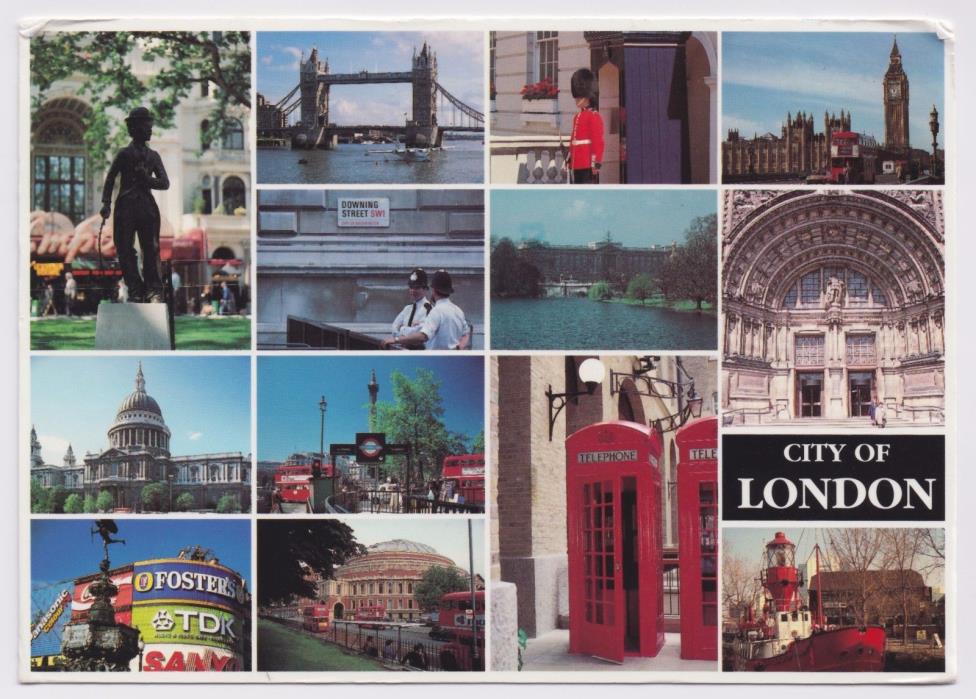 Vintage Oversized Postcard - City of London - 1994