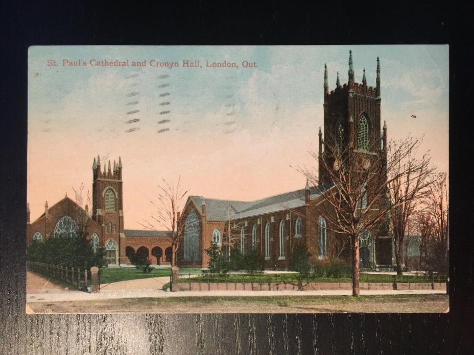 1908 St. Paul's Cathedral and Cronyn Hall, London Postcard - Posted