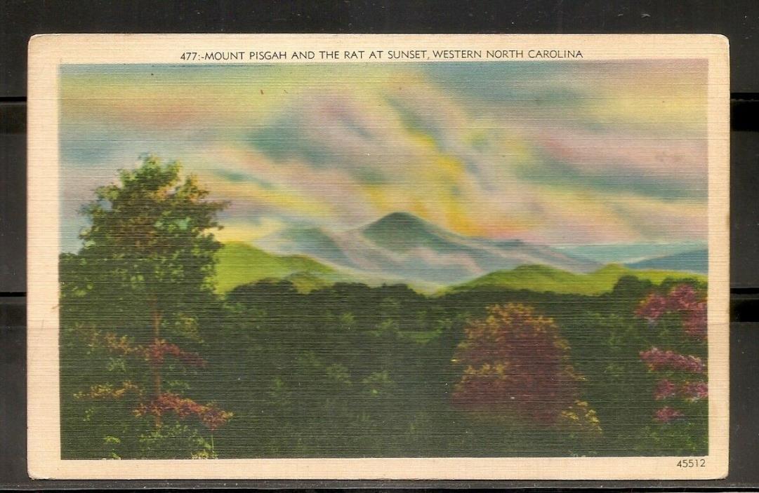 Mount Pisgah And the Rat At Sunset, Western North Carolina .Asheville postcard C