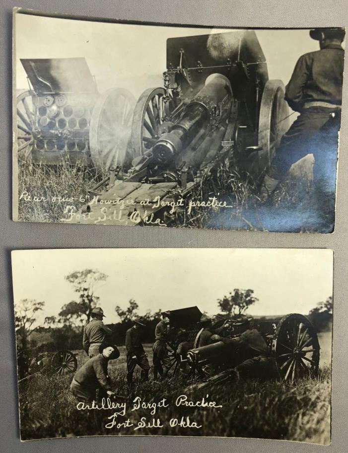 WWI Era FORT SILL Oklahoma HOWITZER Cannon Artillery RPPC Real PHOTO Postcard