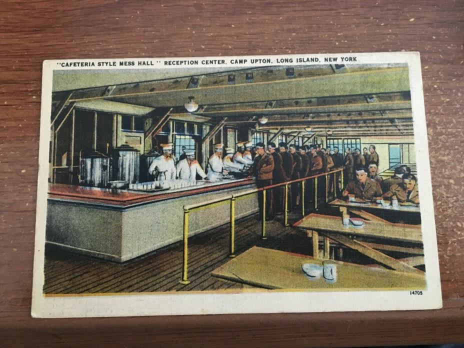 Military Postcard - Mess Hall - Camp Upton, NY  - World War Two Era -