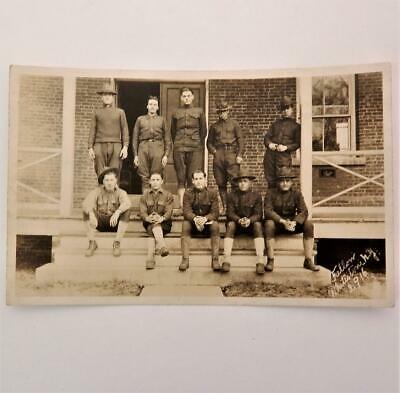 1916 WWI Real Photo Fallow Postcard Fort Totten Doughboy Soldiers at Barrack B