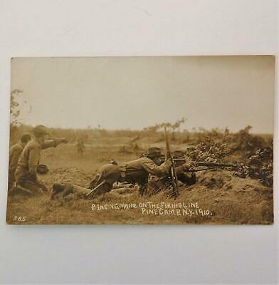 Antique 1910 Real Photo Postcard Pine Camp NY Maine Guard Infantry Firing Line