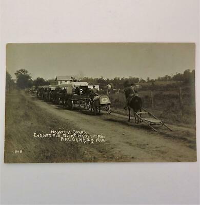 Antique 1910 Real Photo Postcard Pine Camp Hospital Corps Enroute to Maneuvers