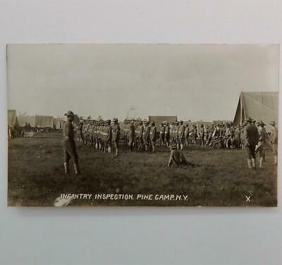 Antique Real Photo Postcard Pine Camp African American Black Infantry Inspection