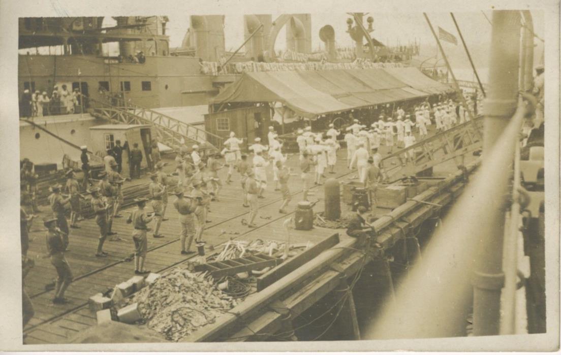 US Navy Military American Soldiers Training On Ship Deck Real Photo Postcard D16