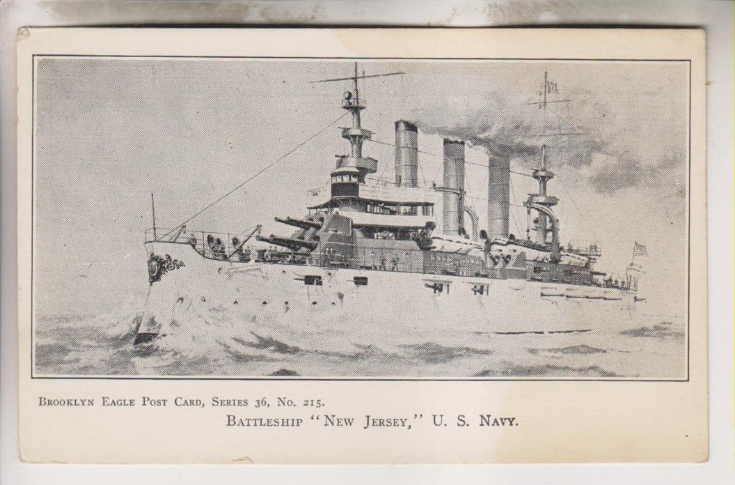 VINTAGE POSTCARD - BATTLESHIP NEW JERSEY - BROOKLYN EAGLE POSTCARD