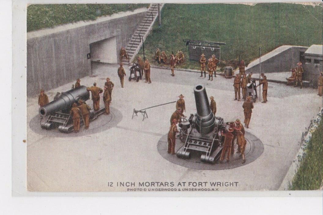 US ARMY  COAST ARTILLERY SCHNIEDER SIEGE MORTAR AT FORT WRIGHT