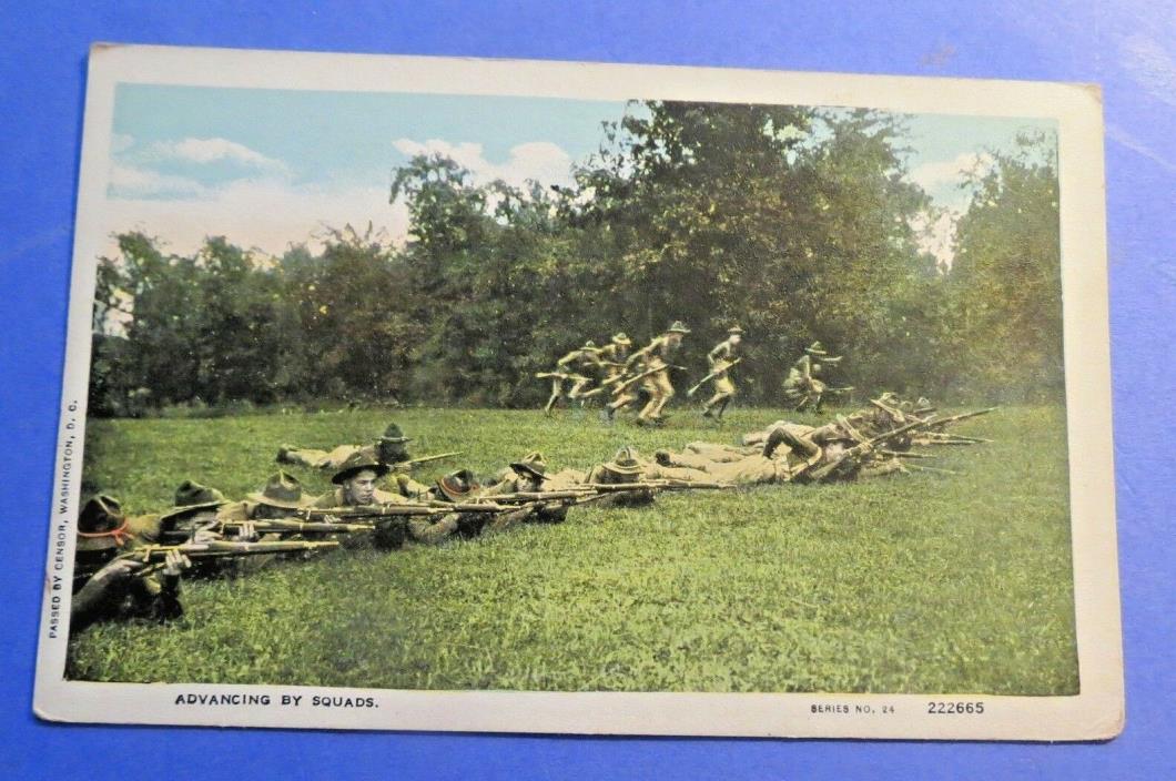 Advancing by squads US Army Training Vintage Old Postcard PC2419
