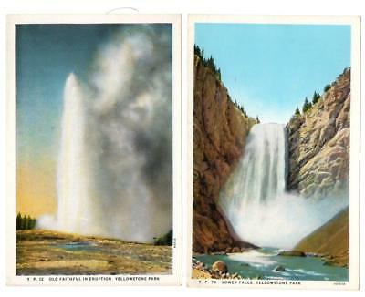 2967:* Yellowstone Park Y.P. #12 OLD FAITHFUL  Y.P. #78 LOWER FALLS 1920s PCs 2