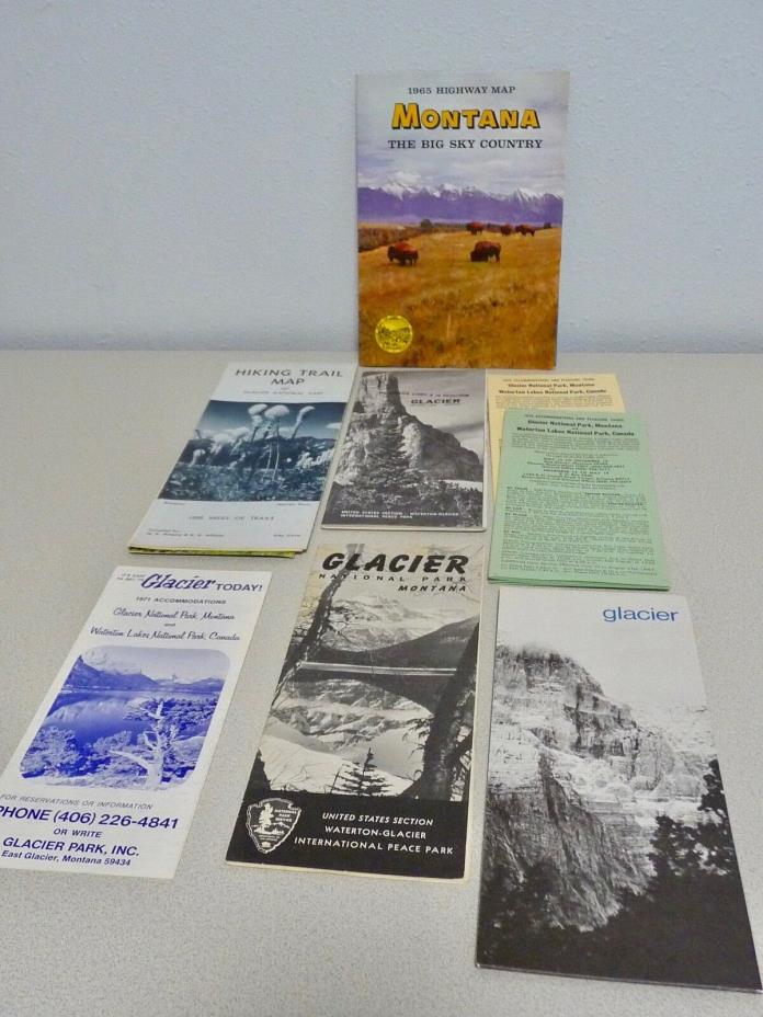 Glacier National Park Waterton Vintage Travel Brochures Maps 1965 Montana State