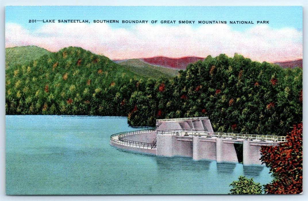 Postcard Lake Santeetlah Dam Great Smoky Mountains National Park D5