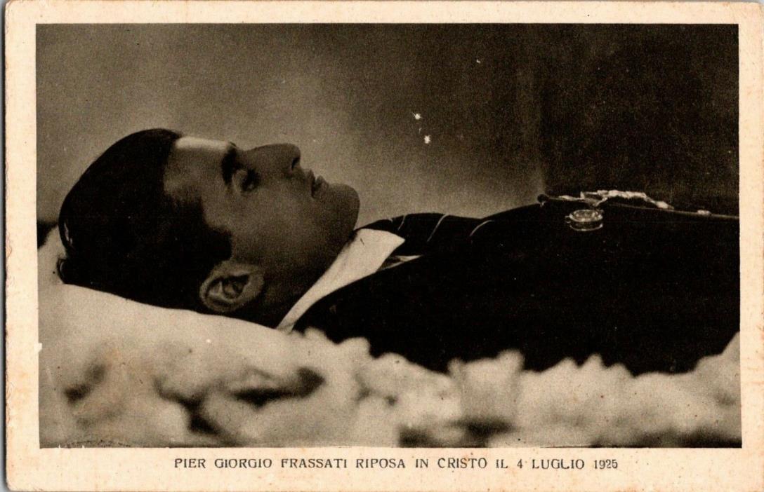 Death Giorgio Frassati Postcard in Casket Italian Catholic social activist d401