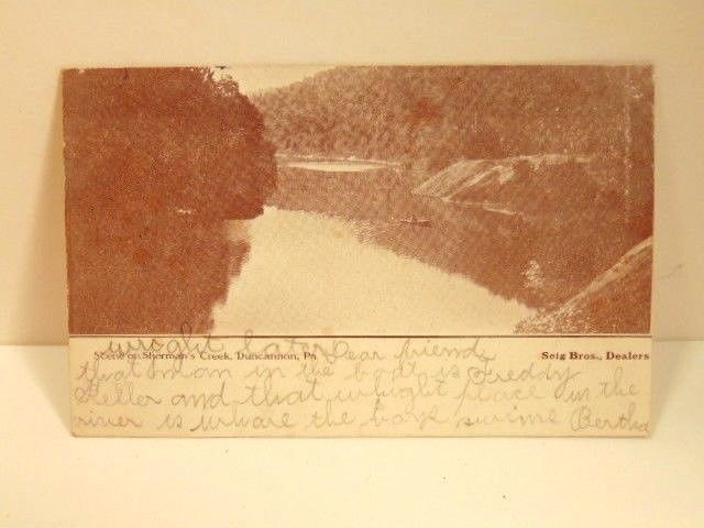 1907 photo postcard of scene on Shermans Creek,  Duncannon, Pa