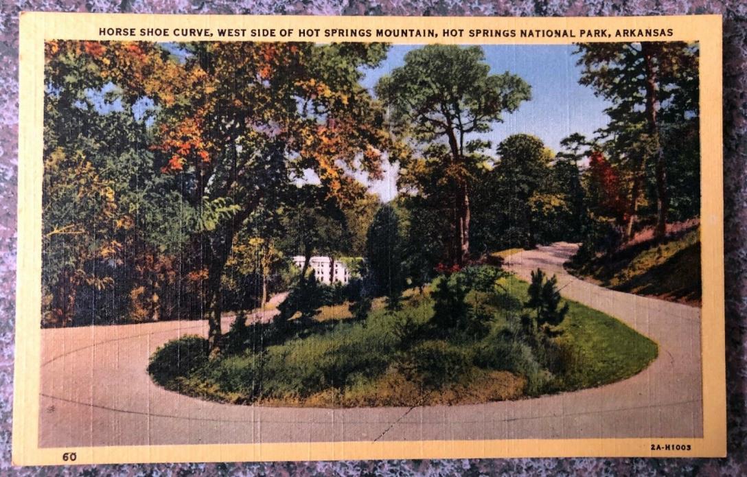 Horse Shoe Curve - Hot Springs, Arkansas - Vintage Postcard - 1940's