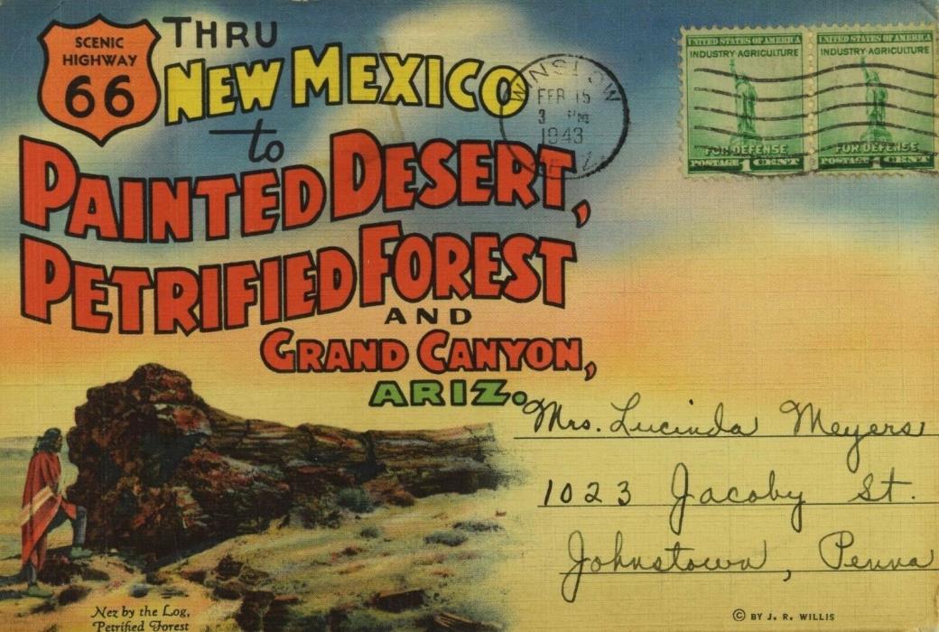 Vintage Grand Canyon Postcard Painted Desert Petrified Forest Arizona GC-43