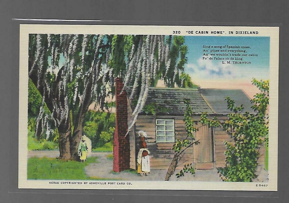 De Cabin Home in Dixieland L.M. Thorton Postcard