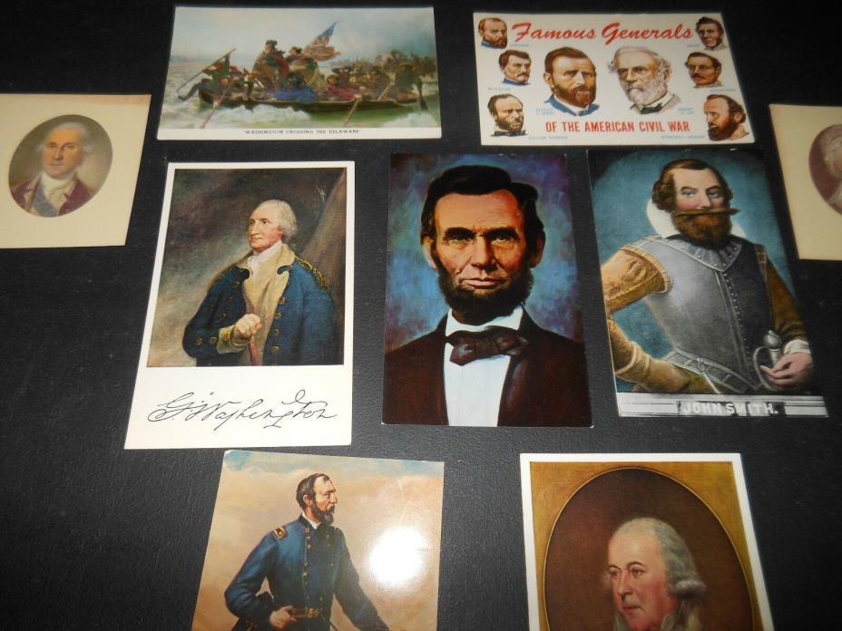 President Abraham Lincoln Washington American Patriot John Adams 9 Postcard Lot