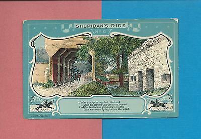 SHERIDAN'S RIDE #6, CIVIL WAR On Colorful Vintage 1911 PATRIOTIC Postcard