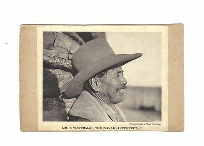 LOUIS WATCHMAN NAVAJO INTERPRETER DANE COOLIDGE PHOTO ON CARDBOARD BACKING
