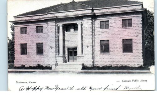 Carnegie Public Library Manhattan Kansas 1907 -Postcard