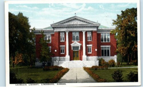 Carnegie Library Lindsborg Kansas -Postcard