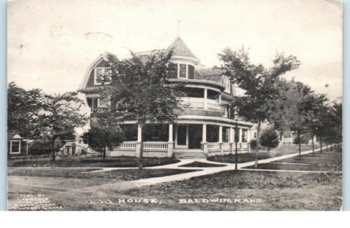 Delta Delta Delta Sorority House Baldwin Kansas 1912 -Postcard