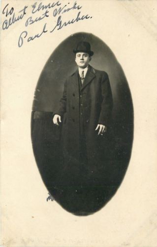 Peoria Illinois~Paul Gruber in Overcoat~Rex Photo Studio~1912 Real Photo~RPPC