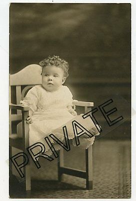 Real Photo Postcard-Cute Baby Sitting In Wooden Chair-Dolphine Anne DRABEK-1920