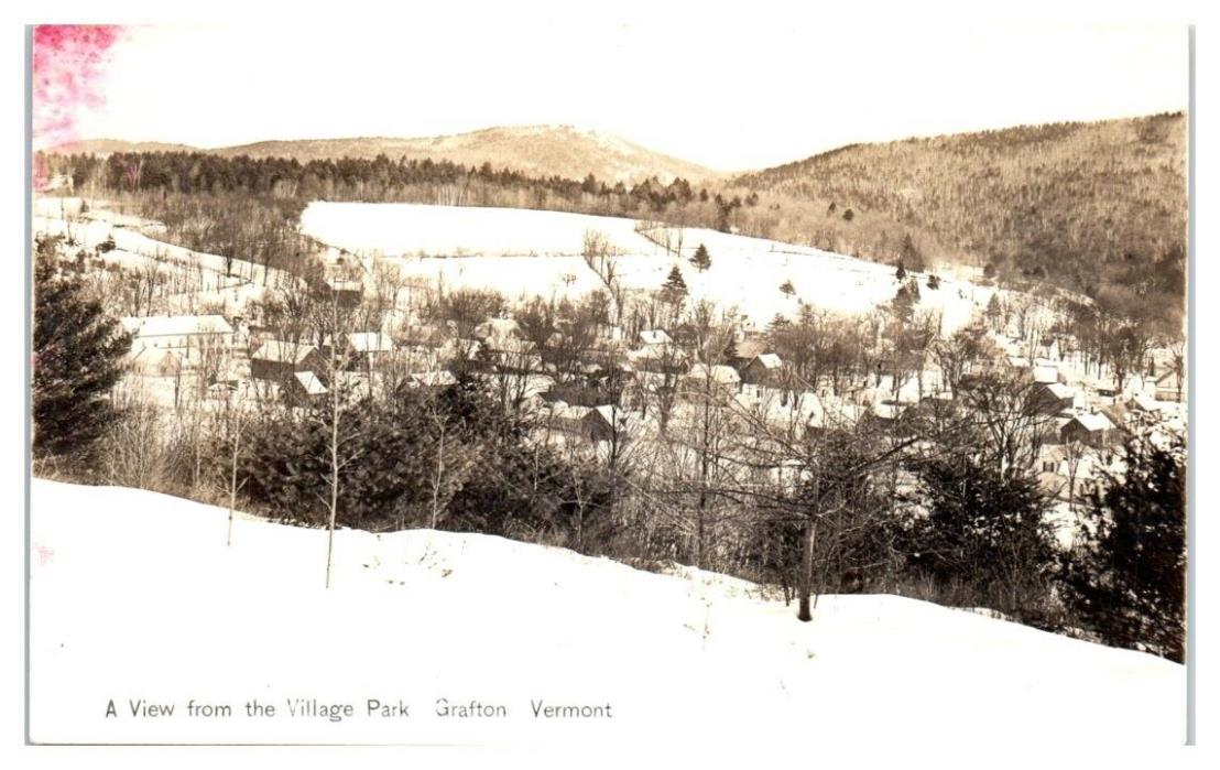 RPPC View from Village Park, Grafton, VT Real Photo Postcard